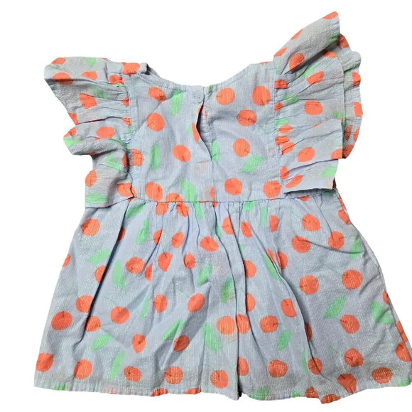 Cat & Jack Blue Cherry Print Ruffle Top - Picture 3 of 4